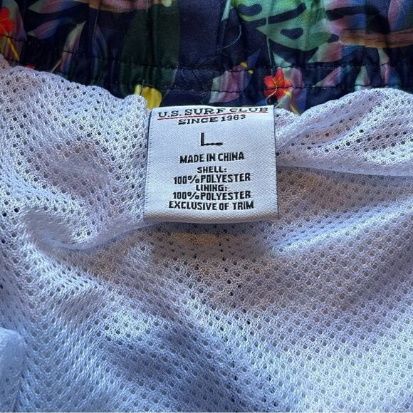 U.S. Surf Club Men's Swim Trunks Blue/Green Multi Tropical Print Size Large - Picture 6 of 7